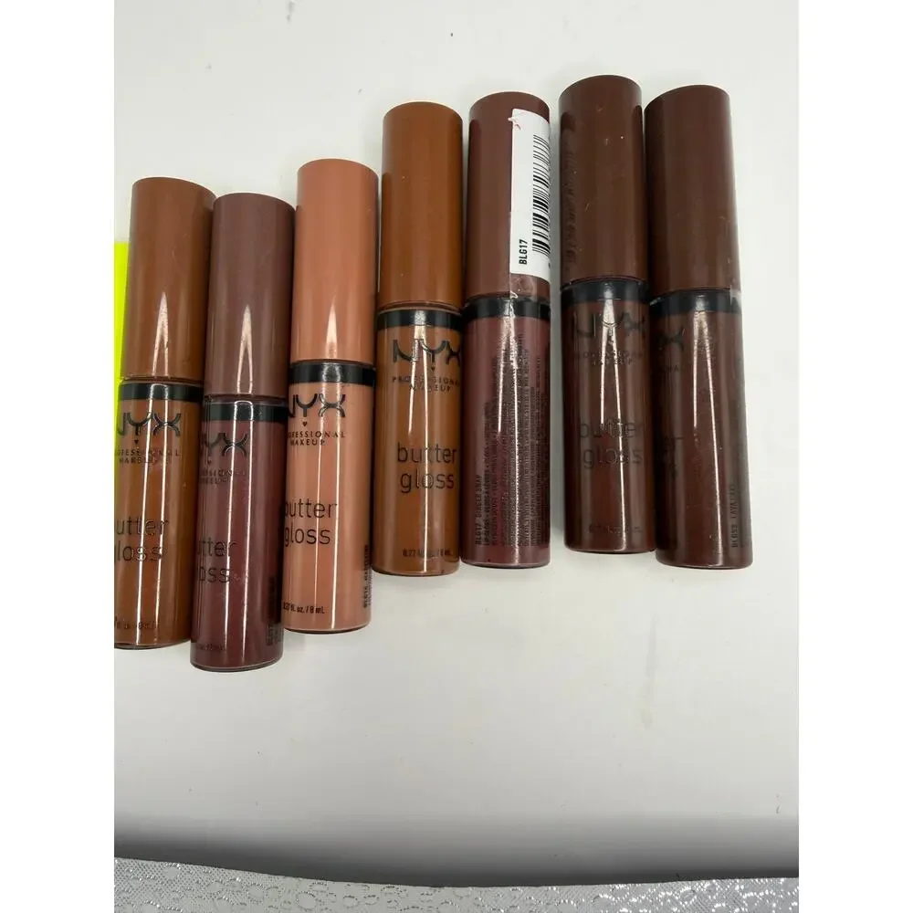 NYX Butter Gloss Lip Gloss Lot 7 Lava Cake Caramelt Ginger Snap Madeleine Nude